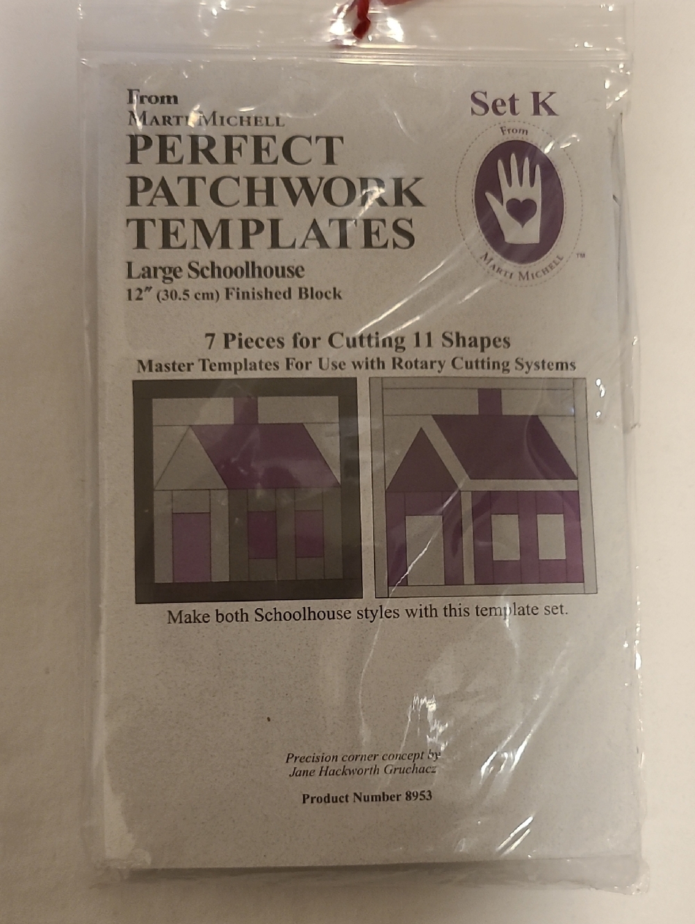 Perfect Patchwork Templates By Mart Michell, Set K. Large Schoolhouse Quilting